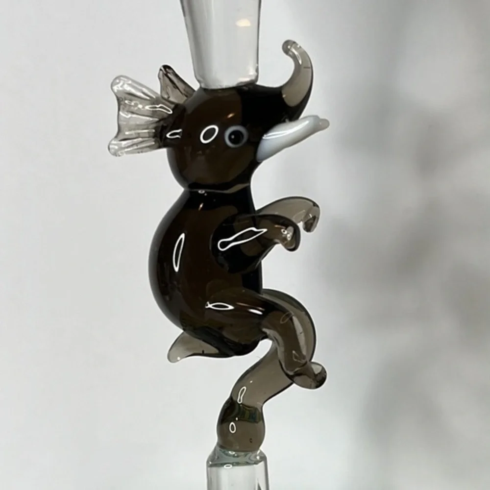 Gray Elephant Martini Glass Stem‎ Hand Blown Barware Imperial Enterprises